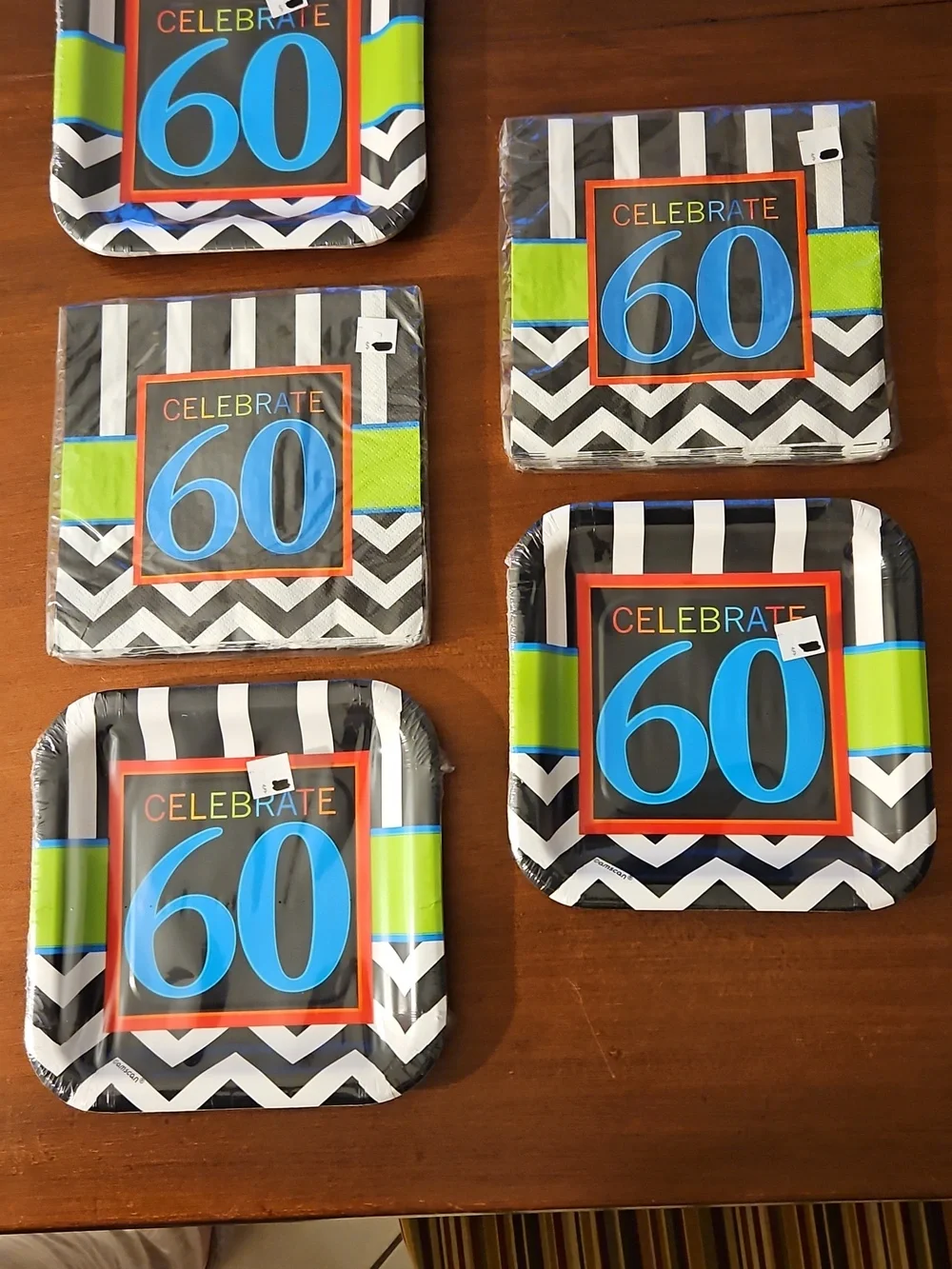Celebrate 60 Party Paper Plates (24) & Napkins (32) Bundle Set